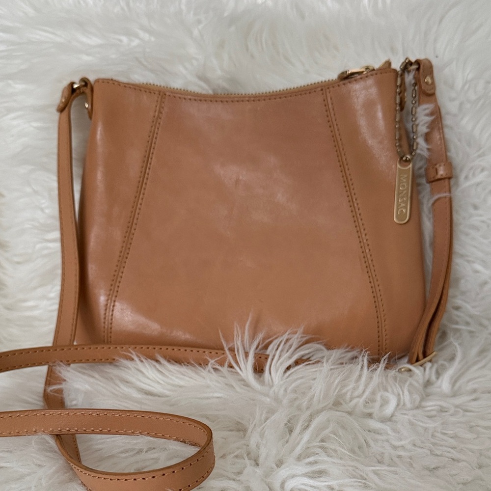 Monsac Tan Leather Crossbody Bag